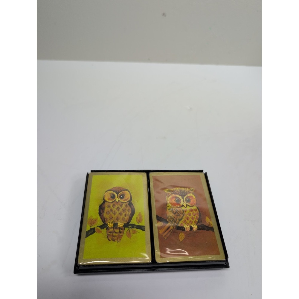 Vintage Hoyle Playing Cards Owls Plastic Coated